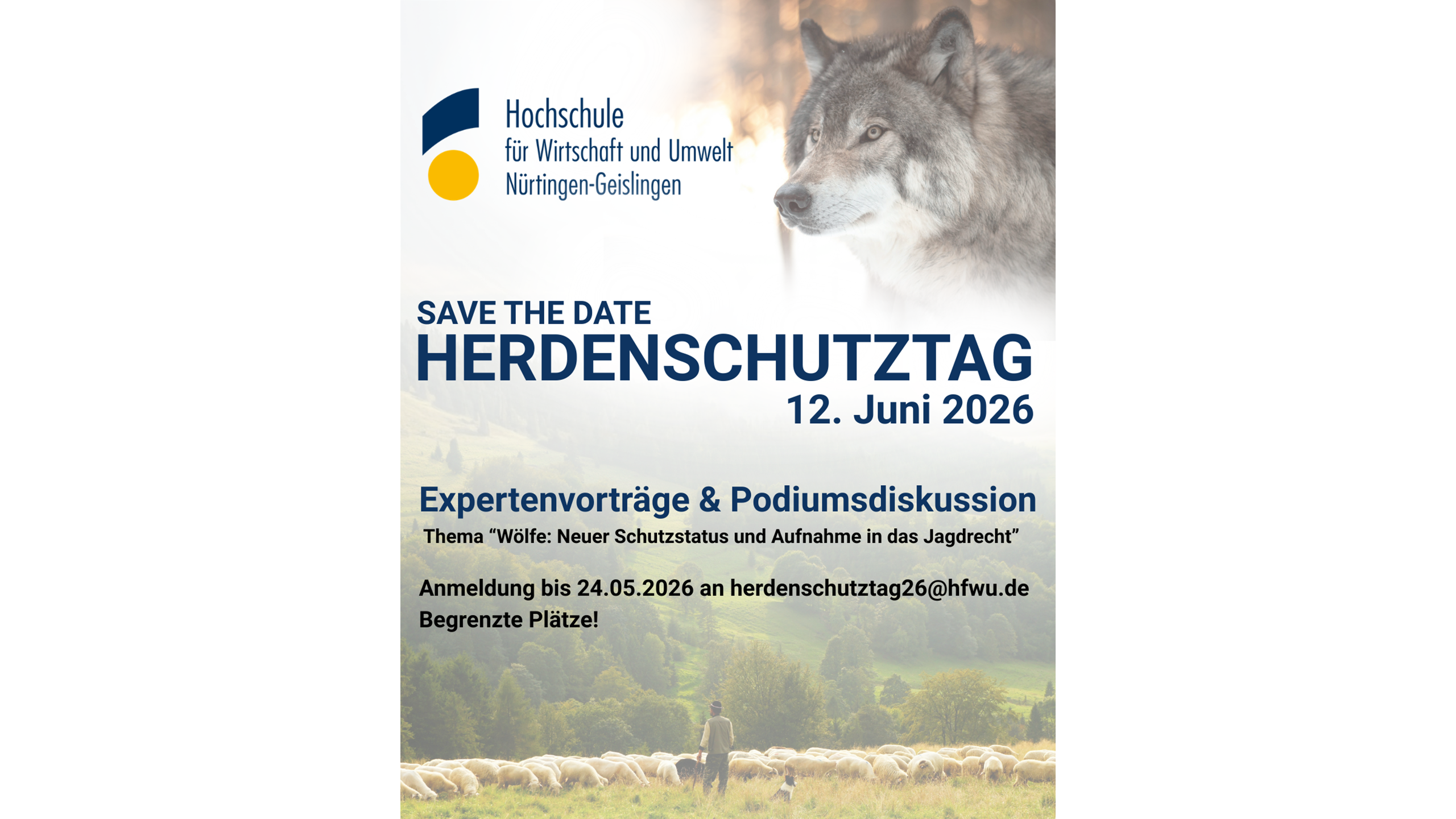 Flyer: Herdenschutztag an der Hochschule für Wirtschaft und Umwelt Nürtingen-Geislingen