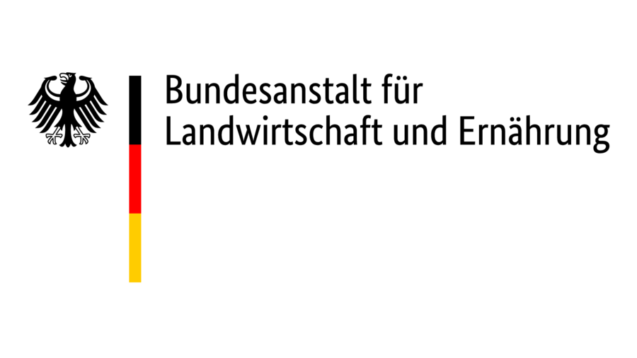 links oben Bundesadler, daneben schmale Farbstrich aus schwarz rot gold, oben rechs Bundsanstalt für Landwirtschaft und Ernährung