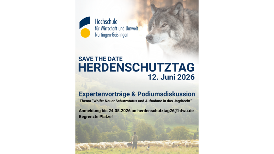 Flyer: Herdenschutztag an der Hochschule für Wirtschaft und Umwelt Nürtingen-Geislingen