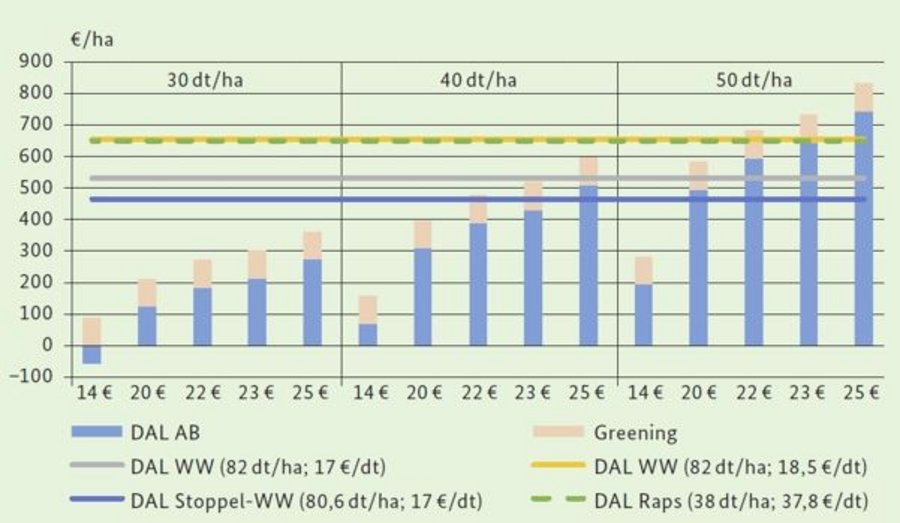 Grafik Wirtschaftlichkeit Ackerbohnen