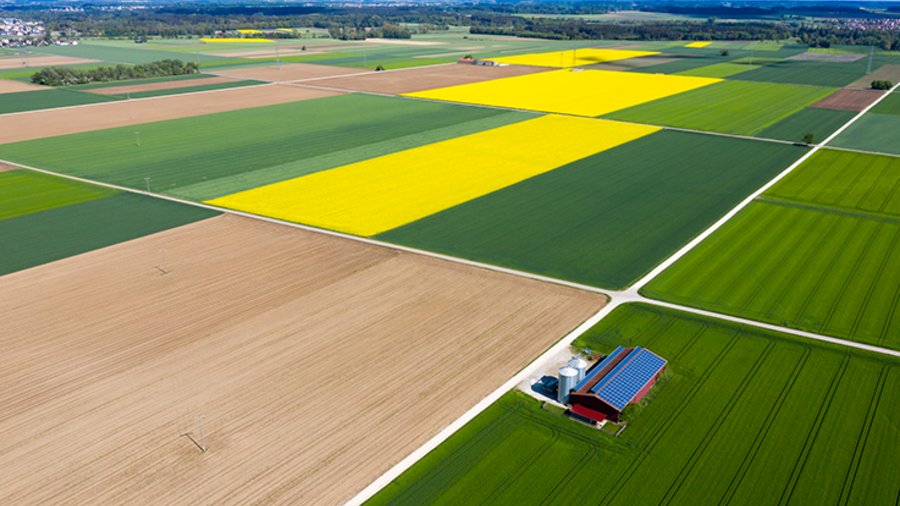 Ackerflächen aus dem Luft. Bild: Bim/E+/Getty Images Plus via Getty Images