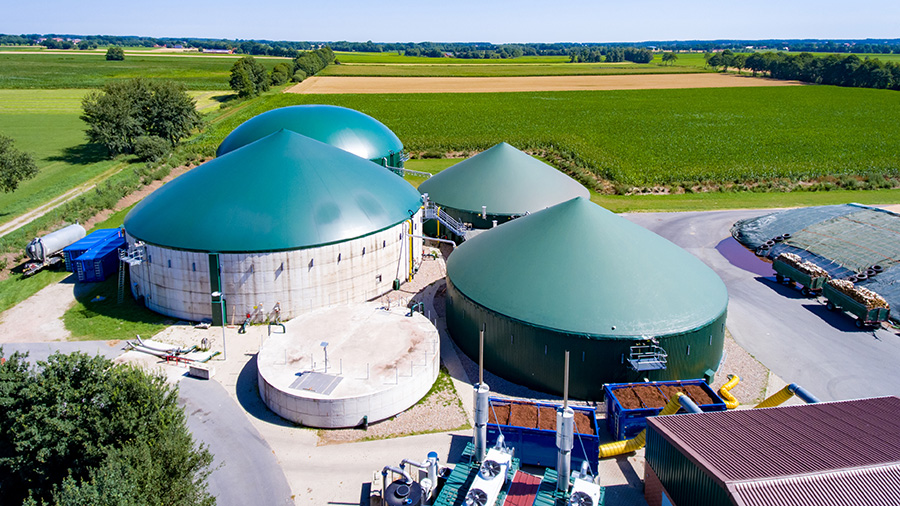 Luftaufnahme einer Biogasanlage