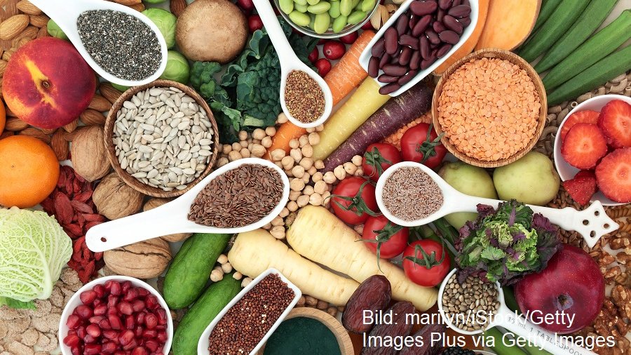 Gemüse, Obst und verschiedene Körner