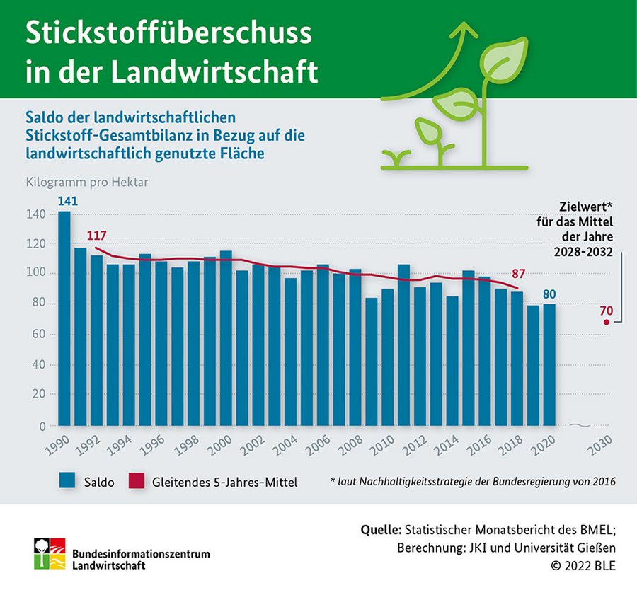 Infografik Stickstoffüberschuss der Landwirtschaft