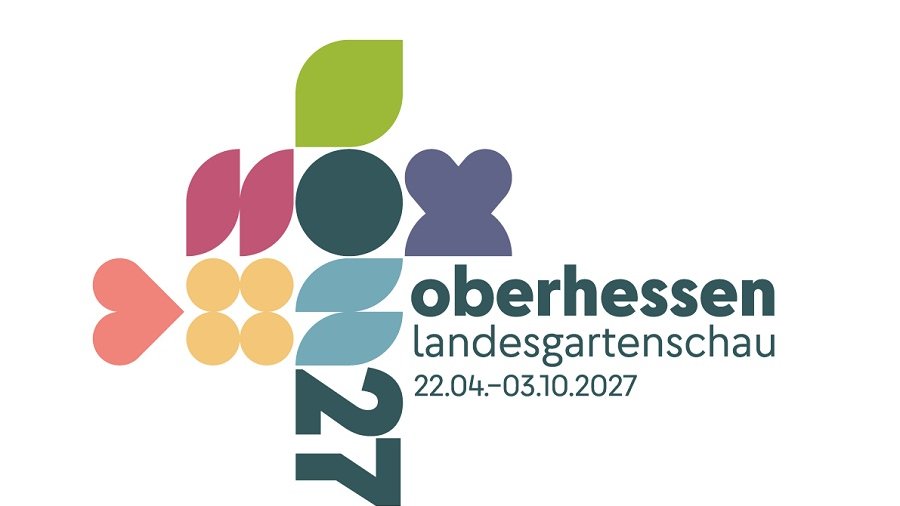 Zu sehen ist das bunte Logo der Landesgartenschau mit Datum.