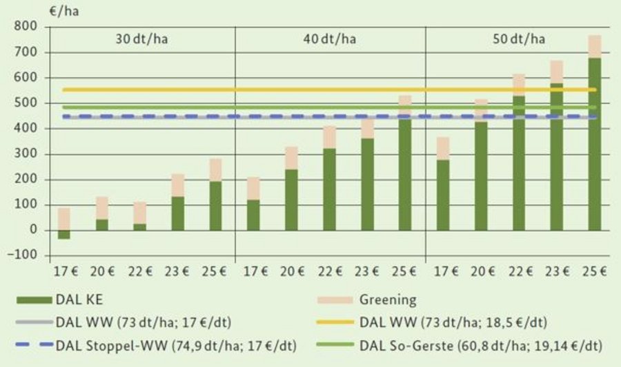 Tabelle Wirtschaftlichkeit Erbsen